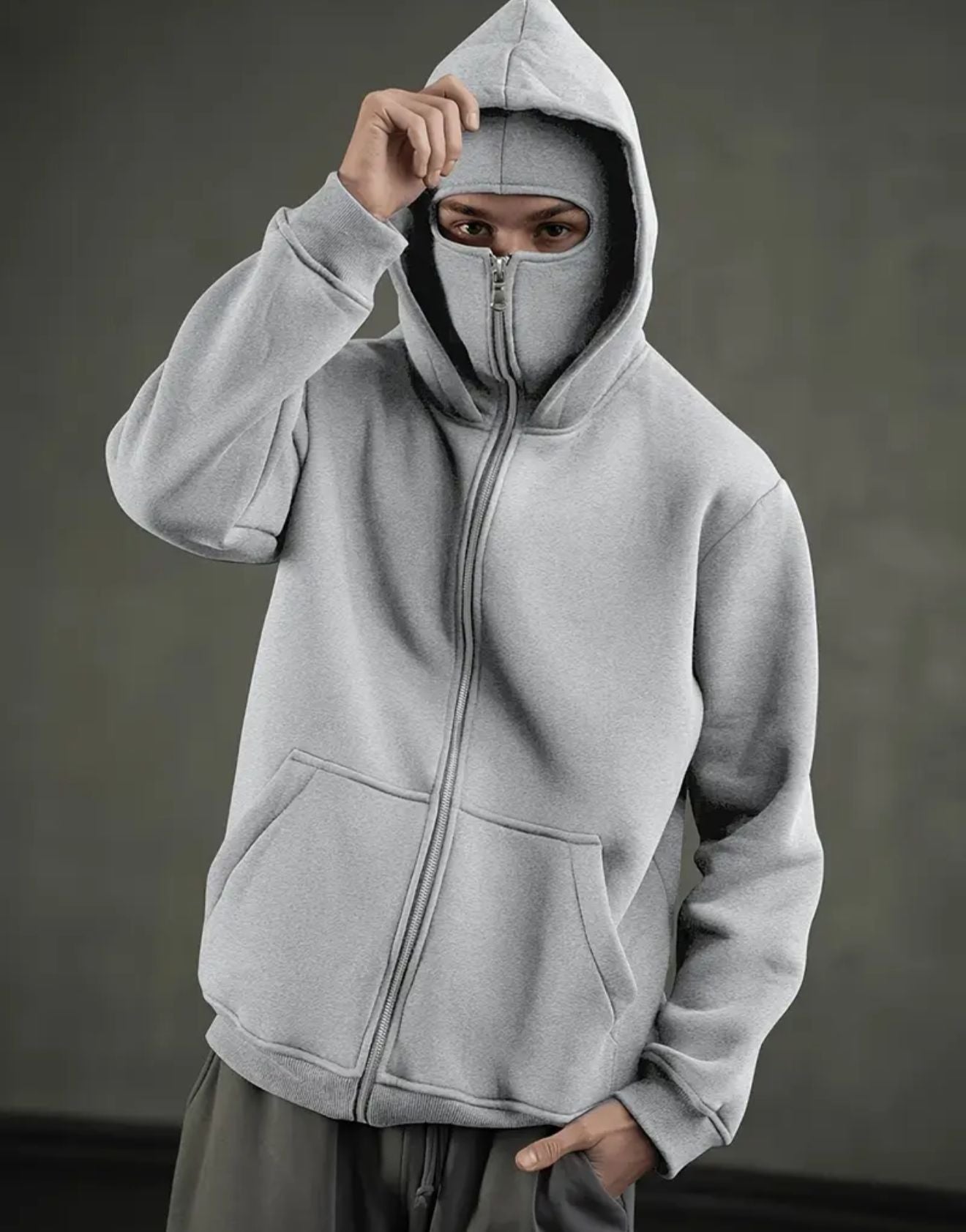 Chaqueta tipo pasamontañas cortavientos con capucha